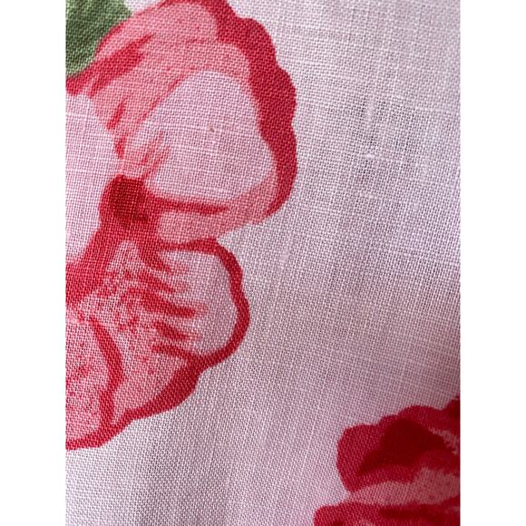 Liz Claiborne Linen Shirt Floral Pink Roses Cottagecore Romantic Button Up L 14 - Picture 3 of 7